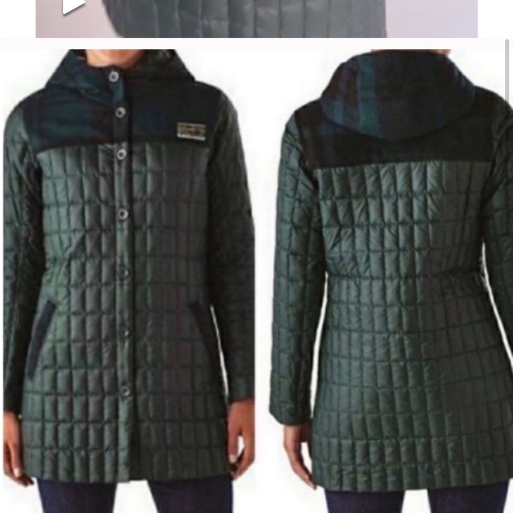 RARE Women’s Recycled Down Hooded Puffer with Wool Detail